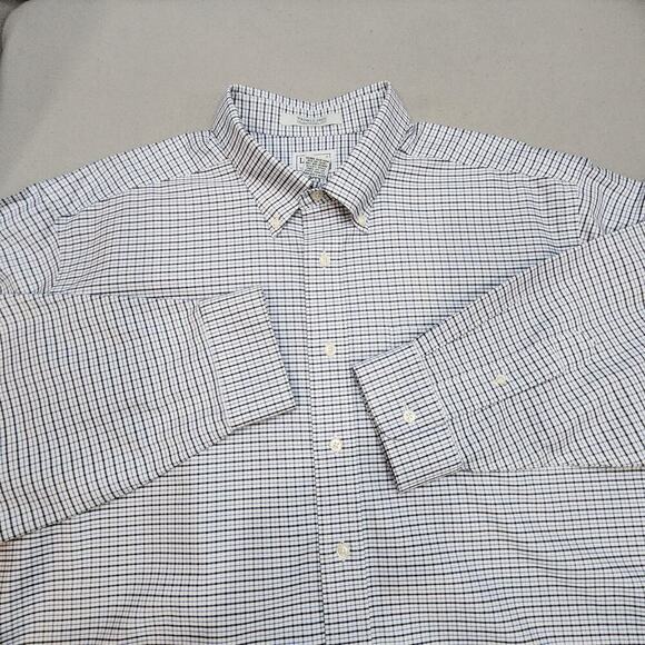 L L Bean Wrinkle Free Traditional Fit Blue Button Down Mens Sz 18 - 37 - Picture 1 of 5